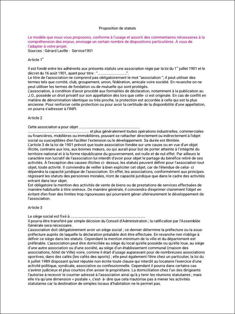 Modele de Statuts | PDF | Loi | Conseil d'administration