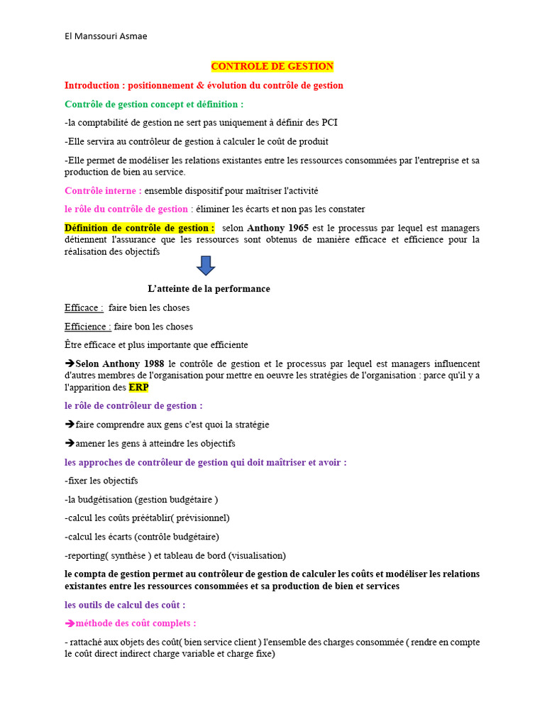 Controle de Gestion Approfondi | PDF | Gestion des ressources humaines ...