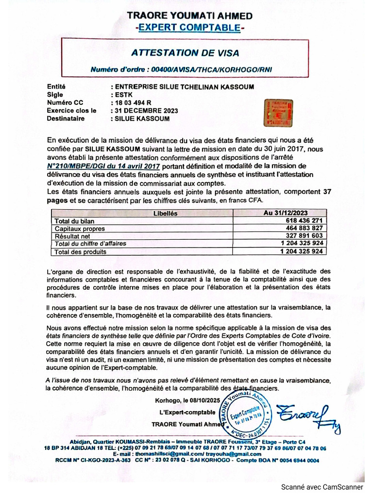 Attestation De Visa 2023 1 PDF