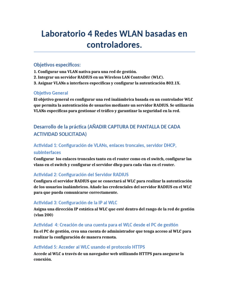 Laboratorio#4 Red Wlan Basada en WLC | PDF | Informática | Redes de ...