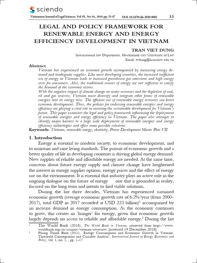 Legal and Policy Framework For Renewable Energy and Energy Efficiency ...