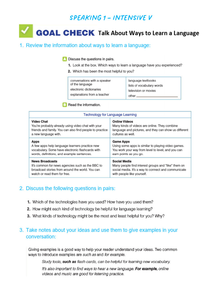 Speaking 1 - Intensive 5 November 2025 | PDF | English Language ...