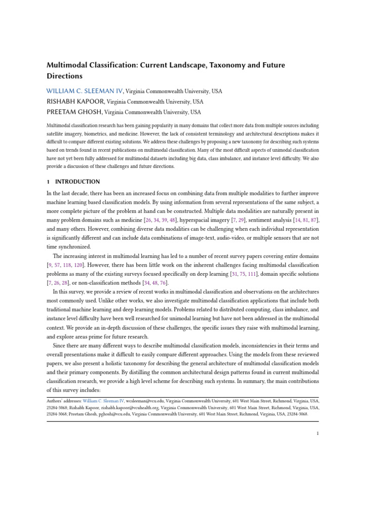 Multimodal Classification Current Landscape Taxono | PDF | Deep ...
