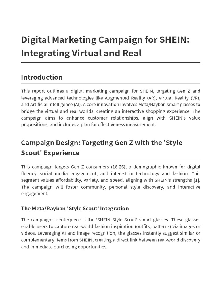 SHEIN_Digital_Marketing_Campaign_Report | PDF | Augmented Reality ...