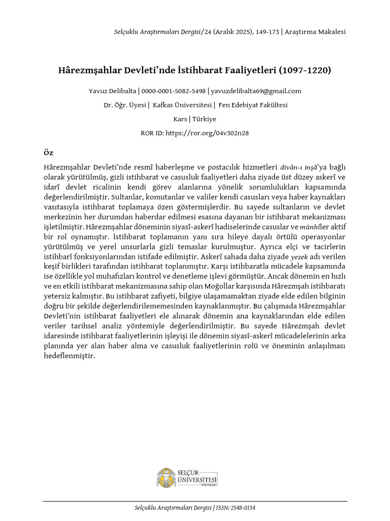 Harezmsahlar Devletinde Istihbarat Faali | PDF