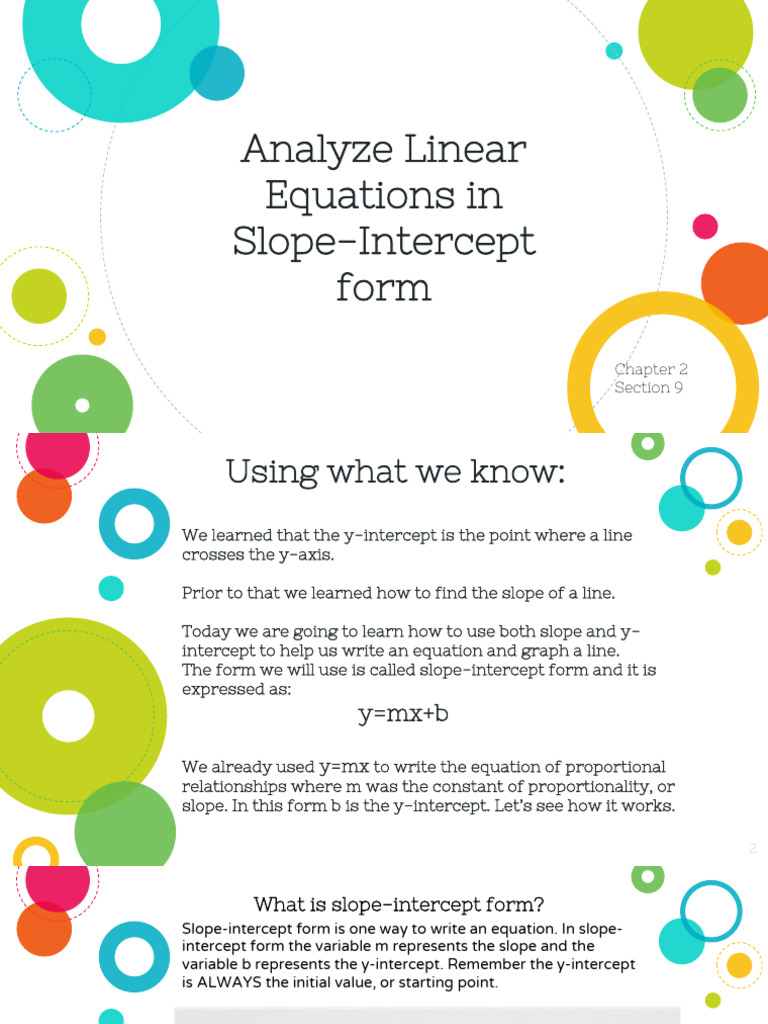2 9+Analyze+Linear+Equations+y=Mx+b+(1) | PDF | Algebra | Mathematical ...