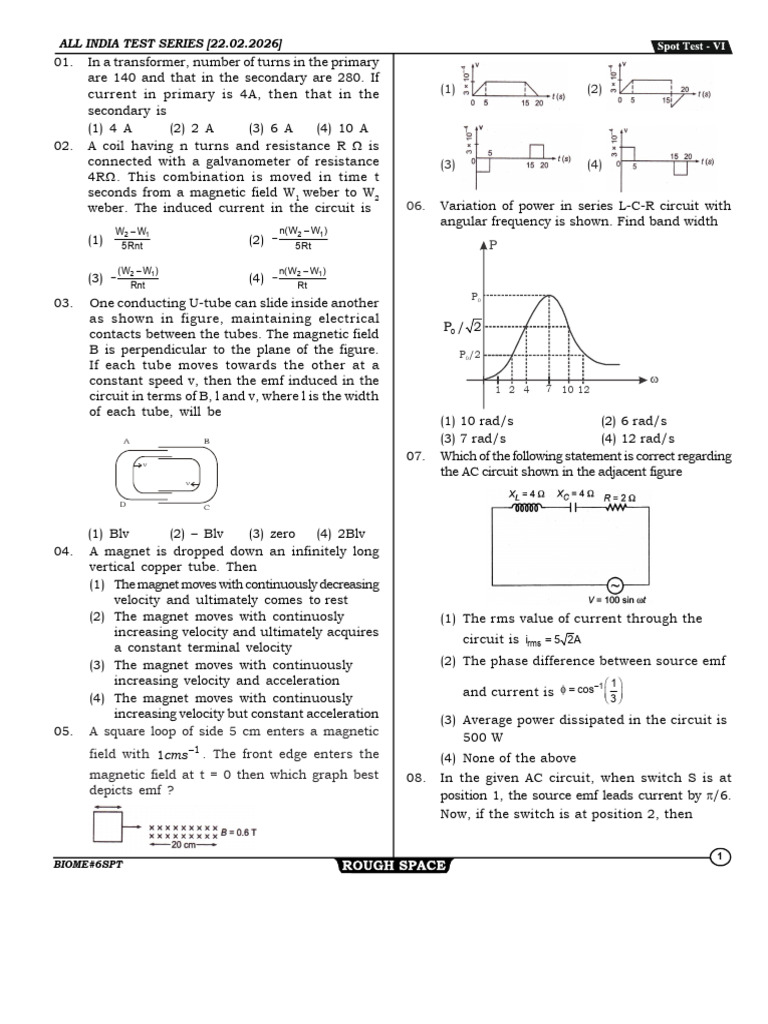 Spot Test - Vi, 22.02.2026 - Final Print | PDF | Inductor | Waves