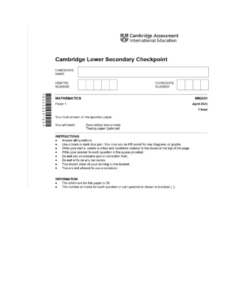 Math Checkpoint Past Paper | PDF