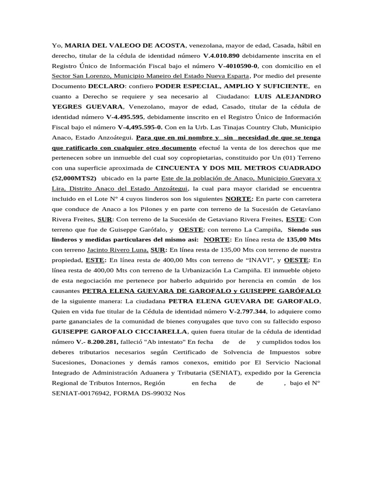 Poder Maria Del Valeoo de Acosta | PDF | Justicia | Crimen y violencia