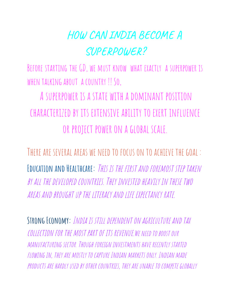 How Can India Become a Superpower (2) | PDF | Superpowers | China