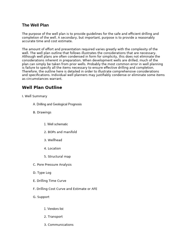 4. Well Plan Organization and Data Gathering | PDF | Porosity | Oil Well
