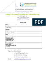 Erasmus For Young Entrepreneurs Information Day Booking Form