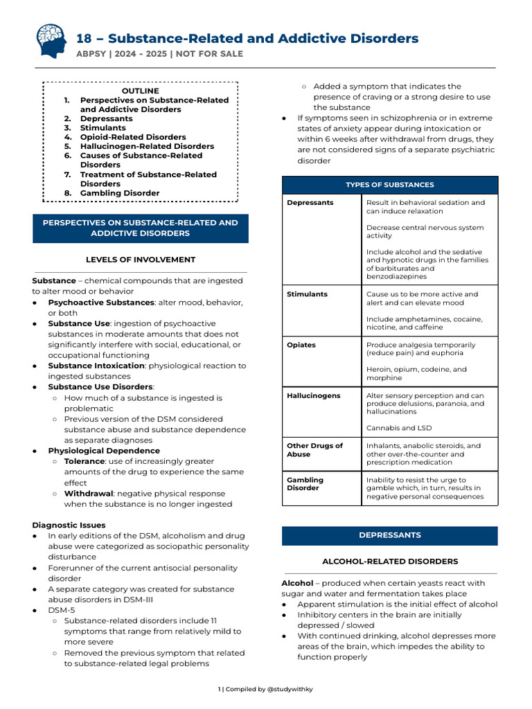18 AbPsy - Substance-Related and Addictive Disorders | PDF | Substance ...