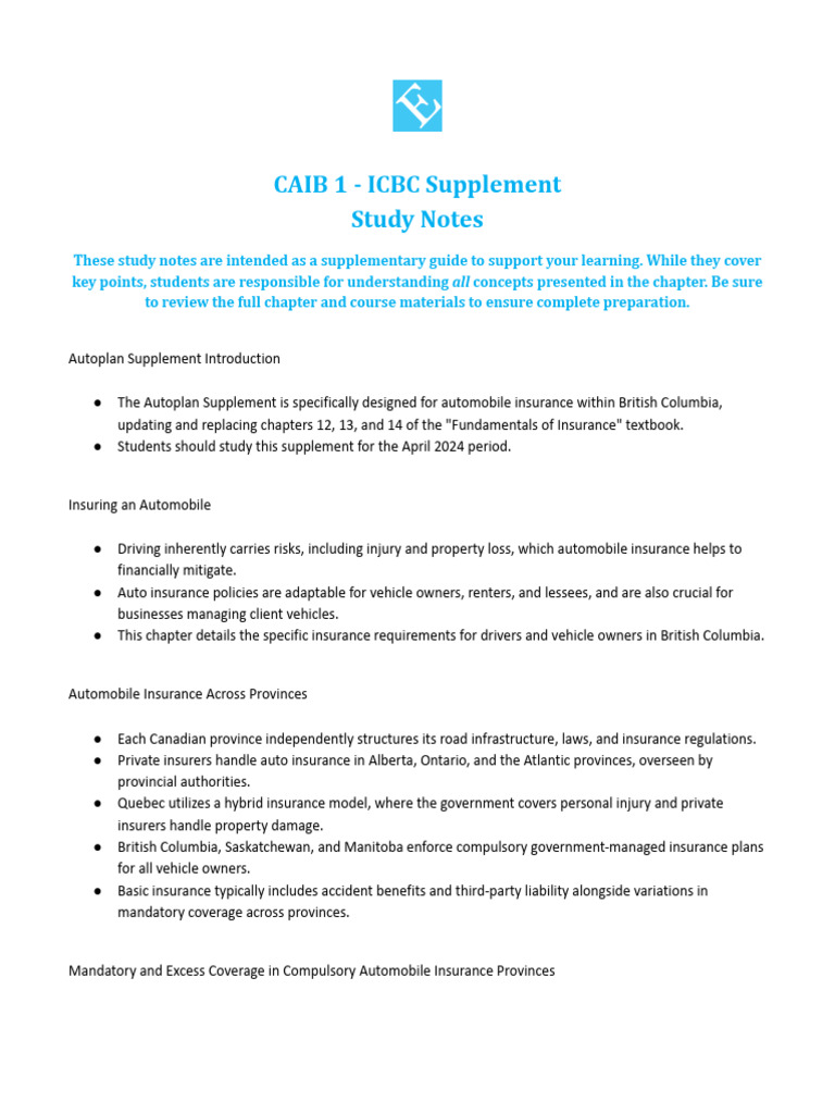 CAIB 1 - ICBC - Study Notes | PDF