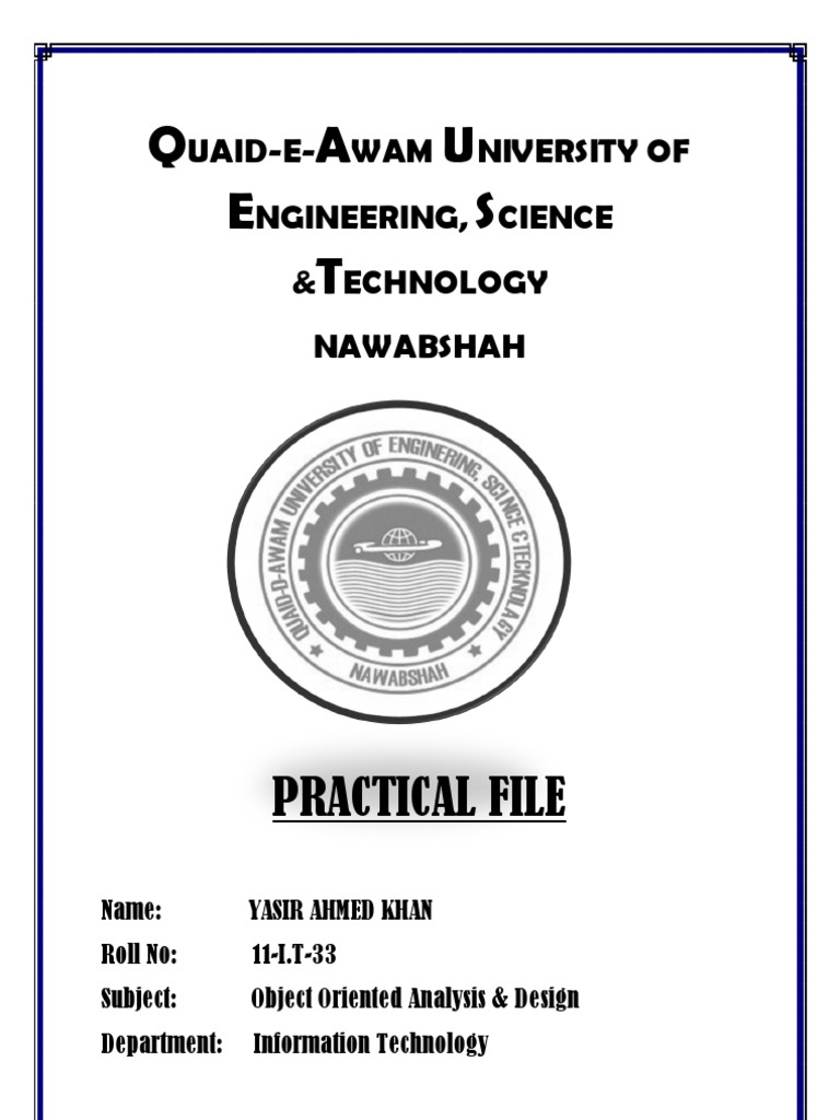 Cover Page of Practical File | PDF