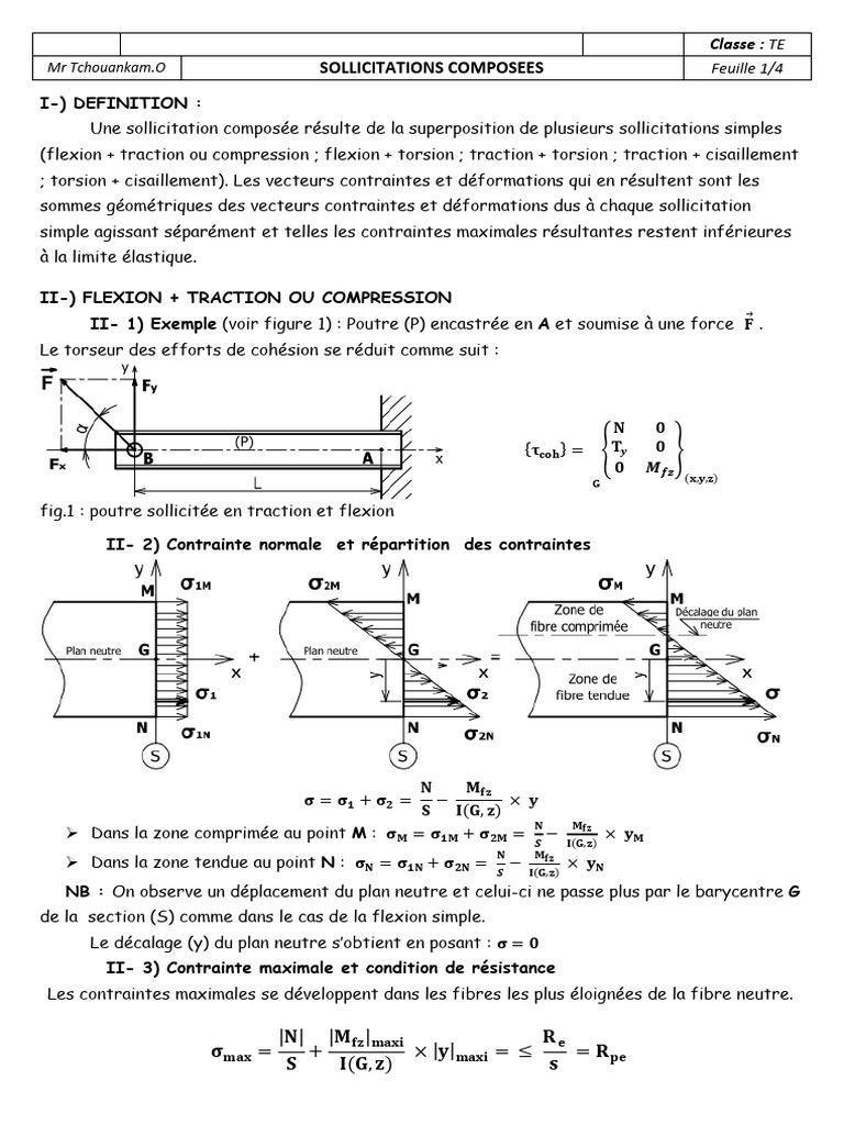 RDM Sollicitations Composees - Te - Copie | PDF | Flexion (matériau ...