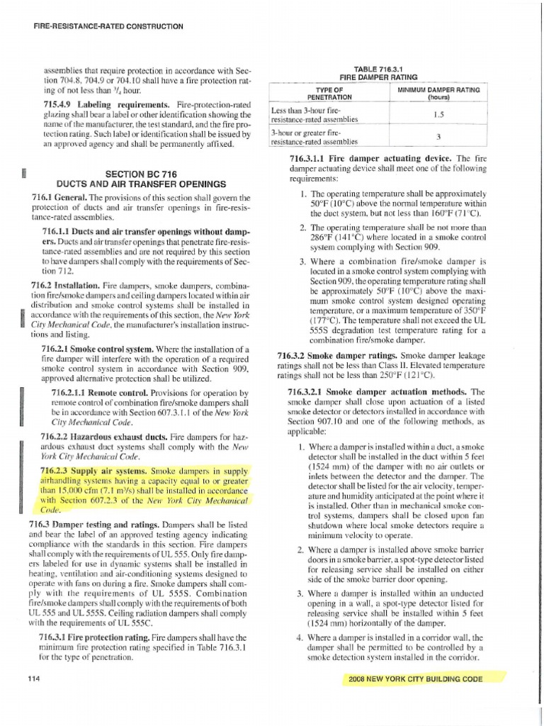 Fire Damper Requirements