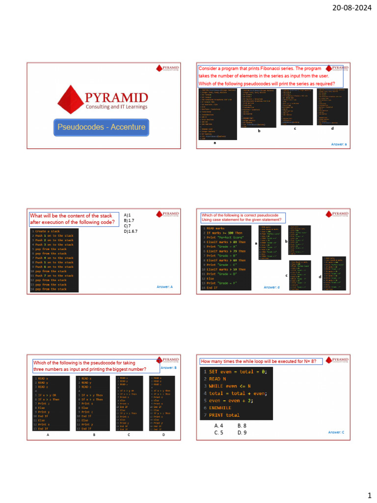 Mettl - Accenture - Pseudocode | PDF | Boolean Data Type | Bit
