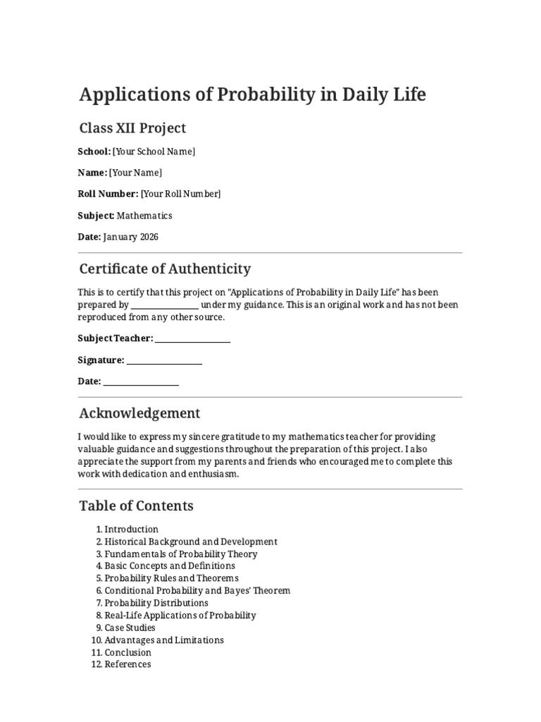 Applications of Probability in Daily Life | PDF | Probability | Insurance