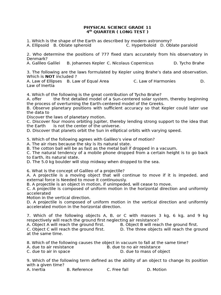 Physical Science Grade 11 | PDF | Waves | Light