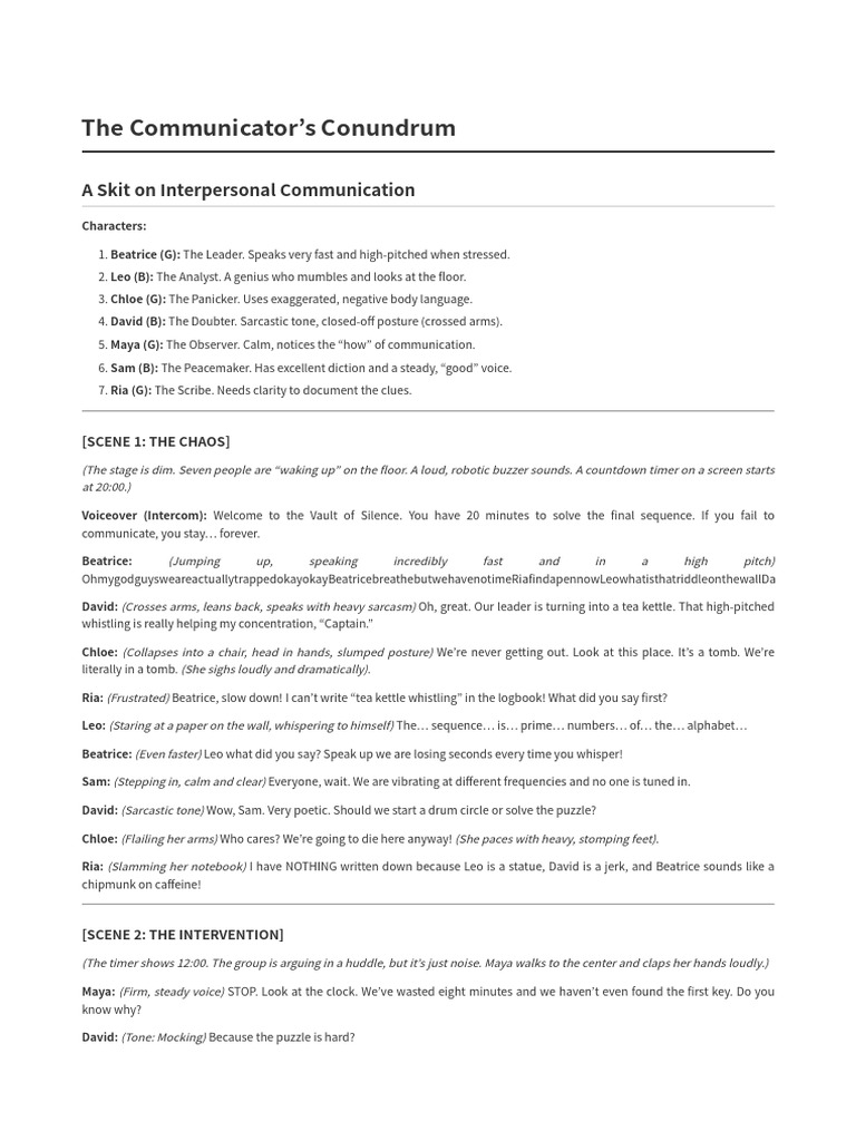 The Communicators Conundrum Script | PDF