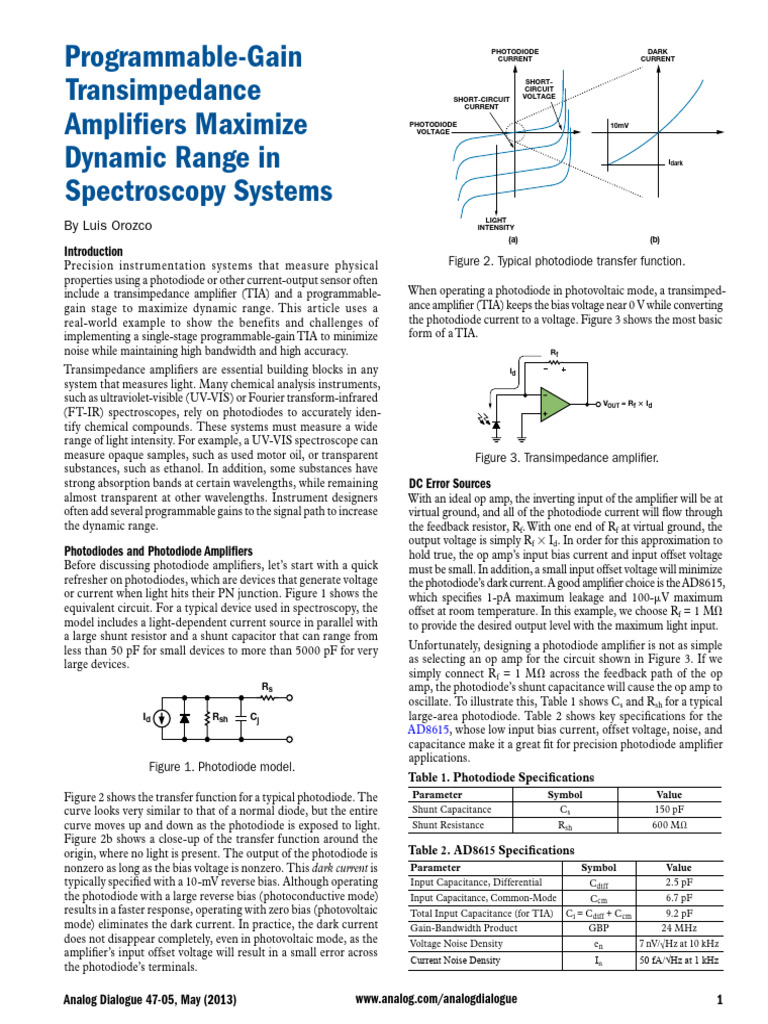 Programmable Gain Transimpedance Amplifiers | PDF | Amplifier ...