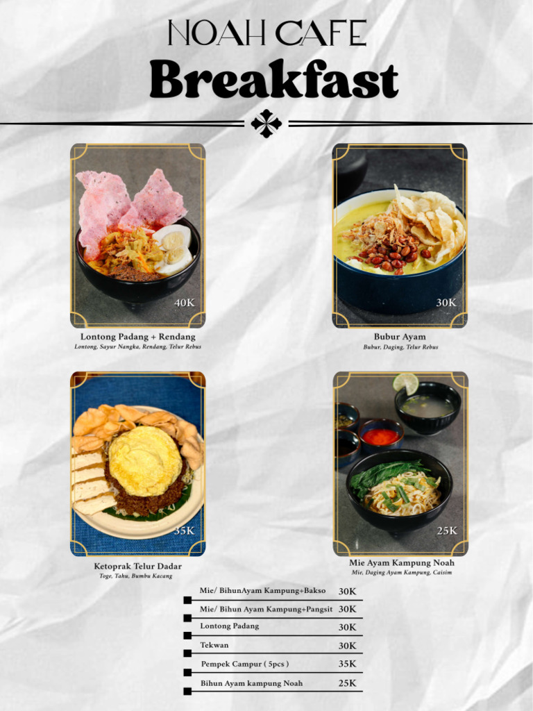 Menu Noah New | PDF