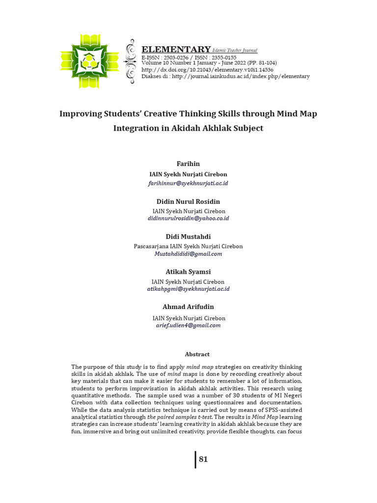 Improving Students Creative Thinking | PDF | Creativity | Statistics