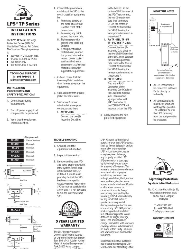 Instructions TP Series | PDF | Electrical Connector | Electric Power