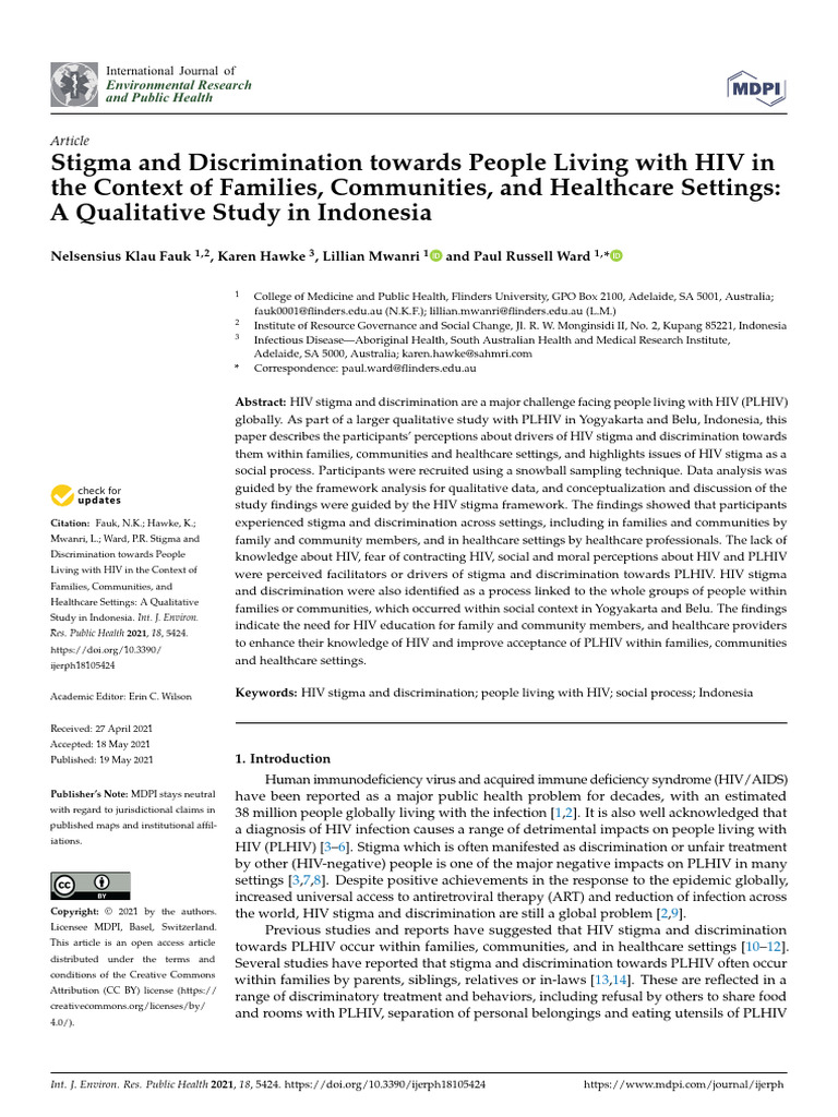 Stigma and Discrimination Towards People Living Wi | PDF | Social ...