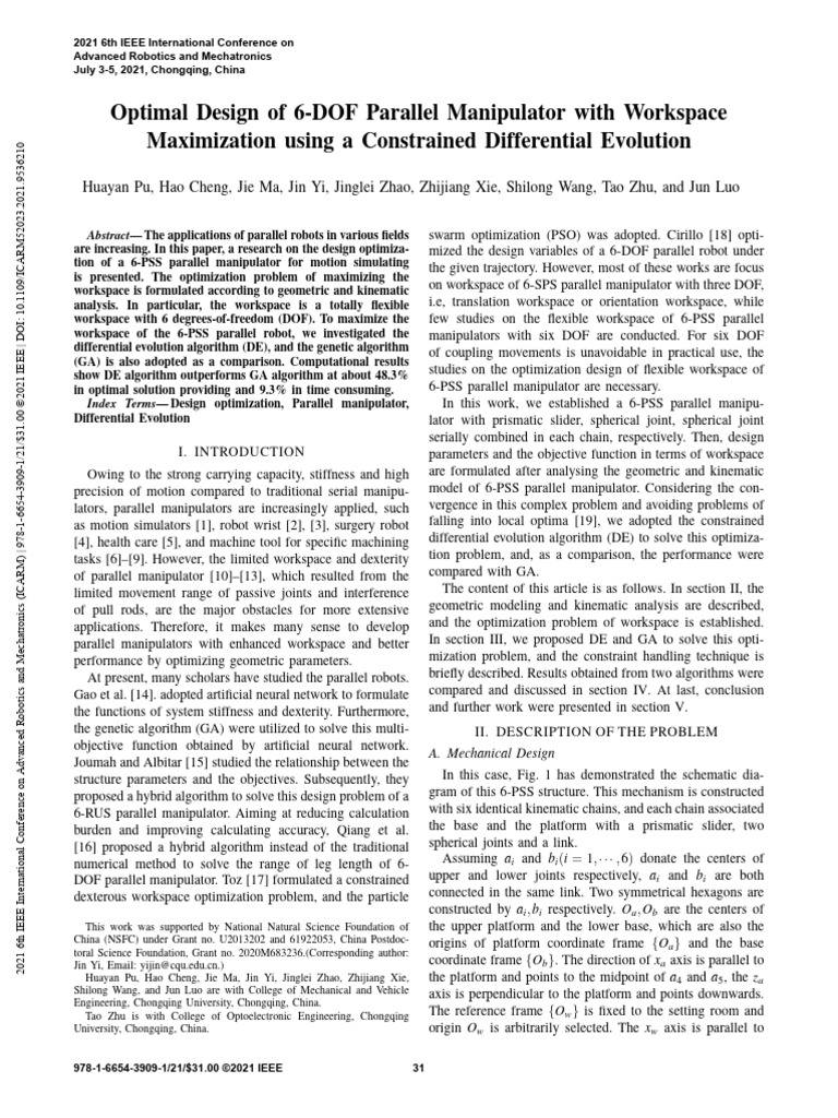 Optimal Design of 6-DOF Parallel Manipulator With Workspace ...