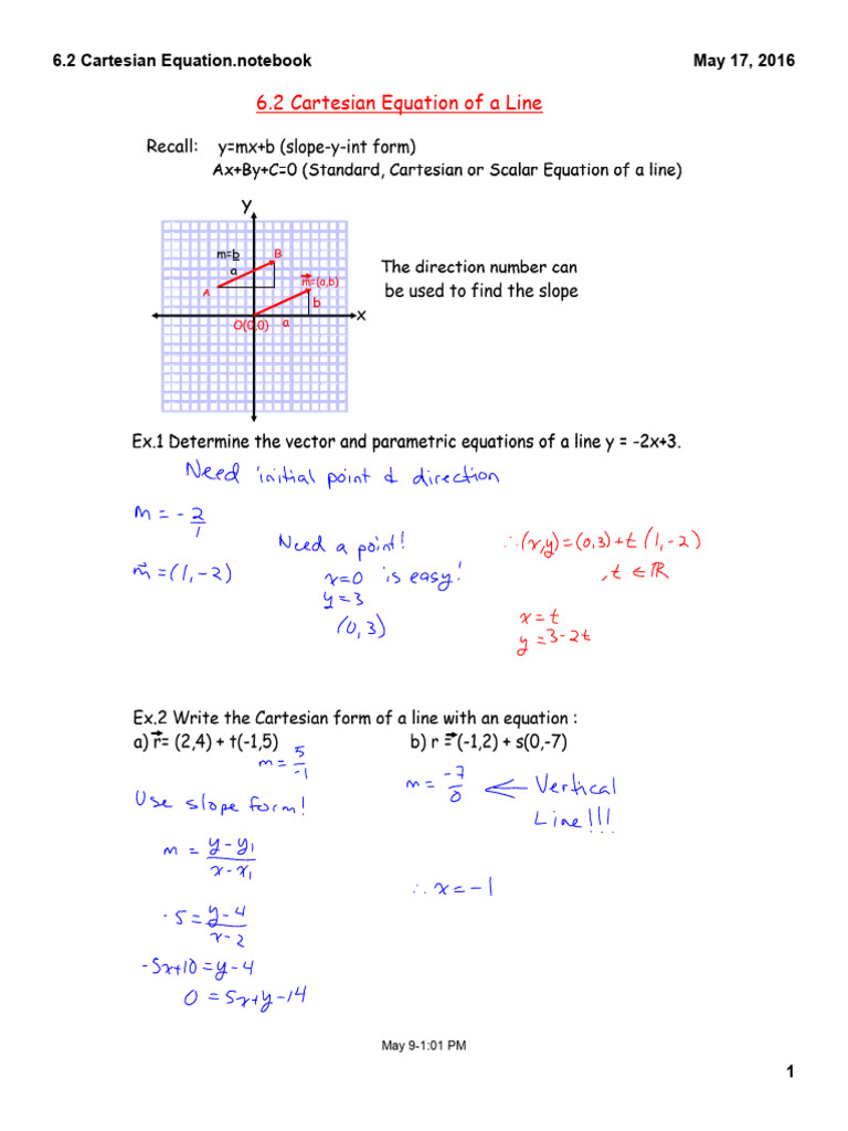 Cartesian Equation of A Line | PDF