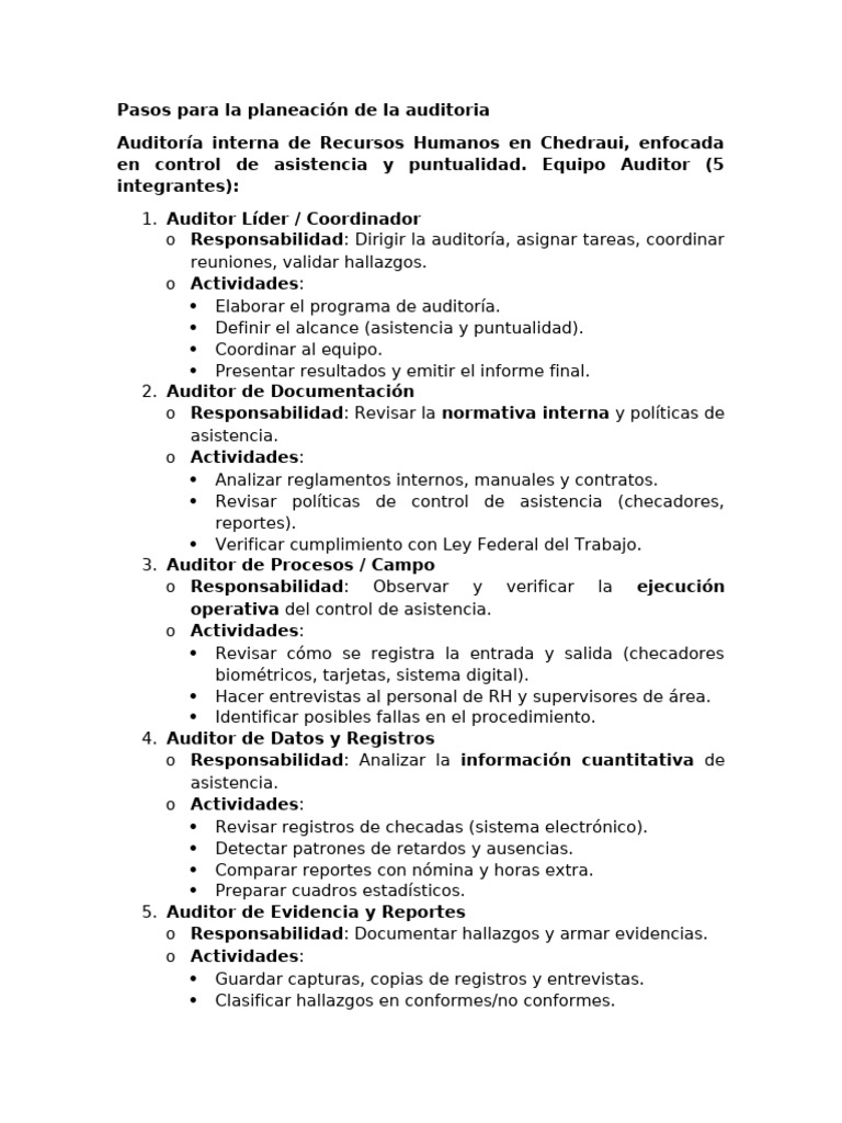 Pasos para La Planeación de La Auditoria | PDF | Auditoría | Contralor