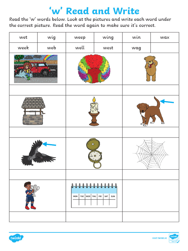 W - Read and Write Activity Sheet | PDF