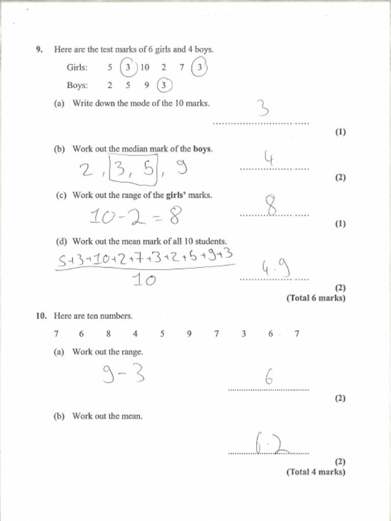 g9 Maths Review Answers | PDF