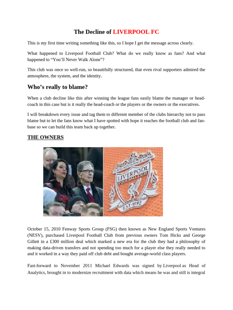 The Slow Decline of Liverpool FC | PDF | Liverpool F.C. | Premier League