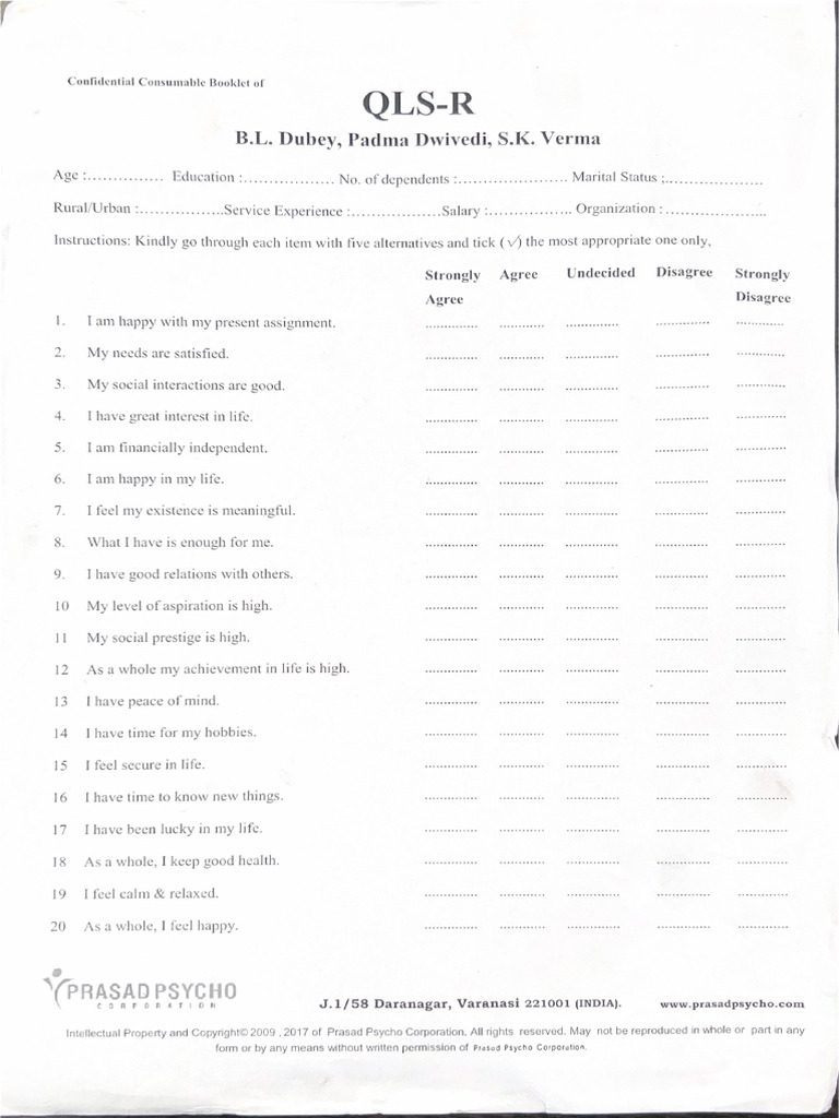 Umd Qol test-1 | PDF