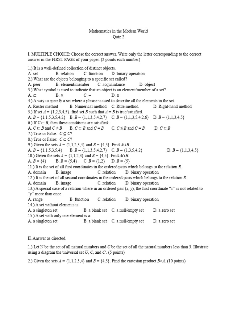 Quiz 2 MMW | PDF | Function (Mathematics) | Mathematical Logic