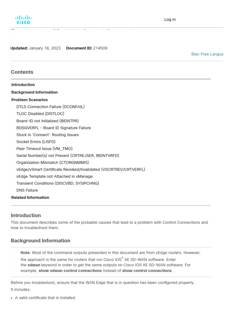 Troubleshoot SD-WAN Control Connections - Cisco | PDF | Internet ...