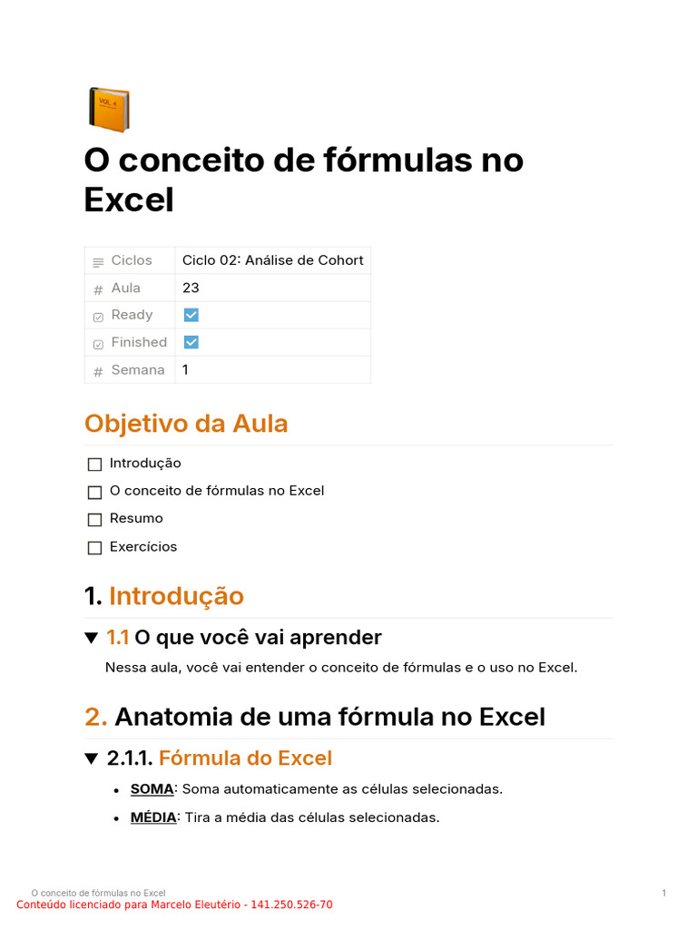 O Conceito de Frmulas No Excel | PDF