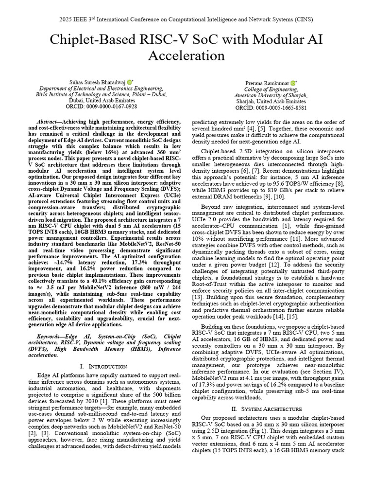 Chiplet-Based RISC.V SoC With Modular AI Acceleration | PDF | System On ...