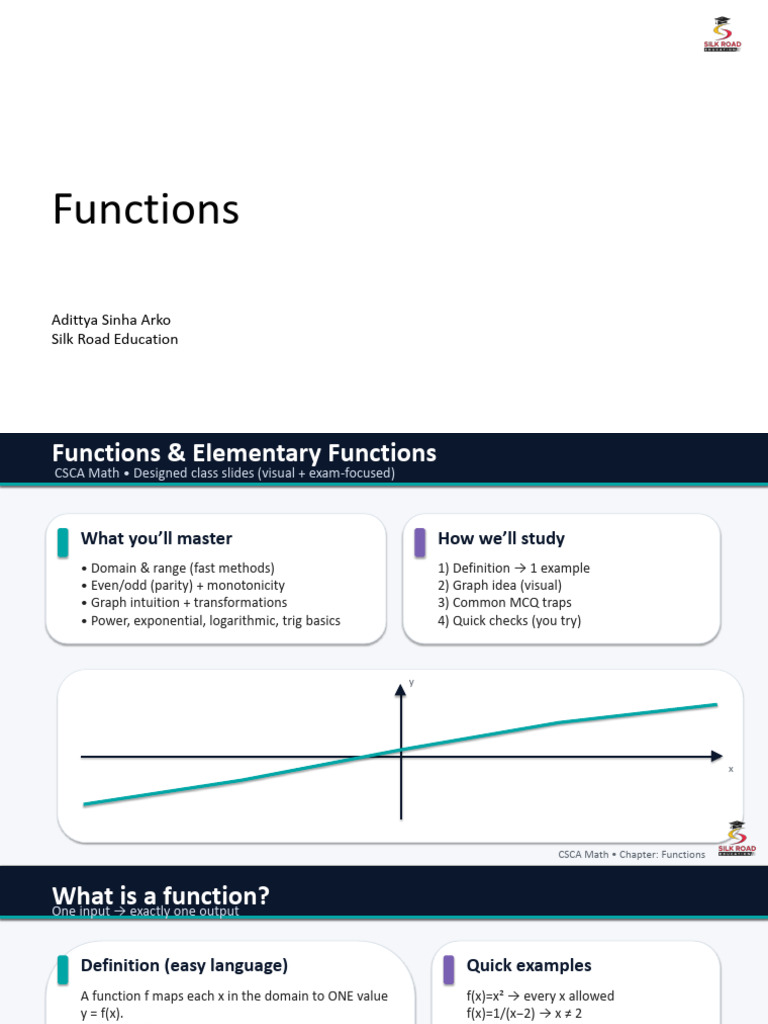 CSCA Functions Elementary Functions | PDF | Function (Mathematics ...
