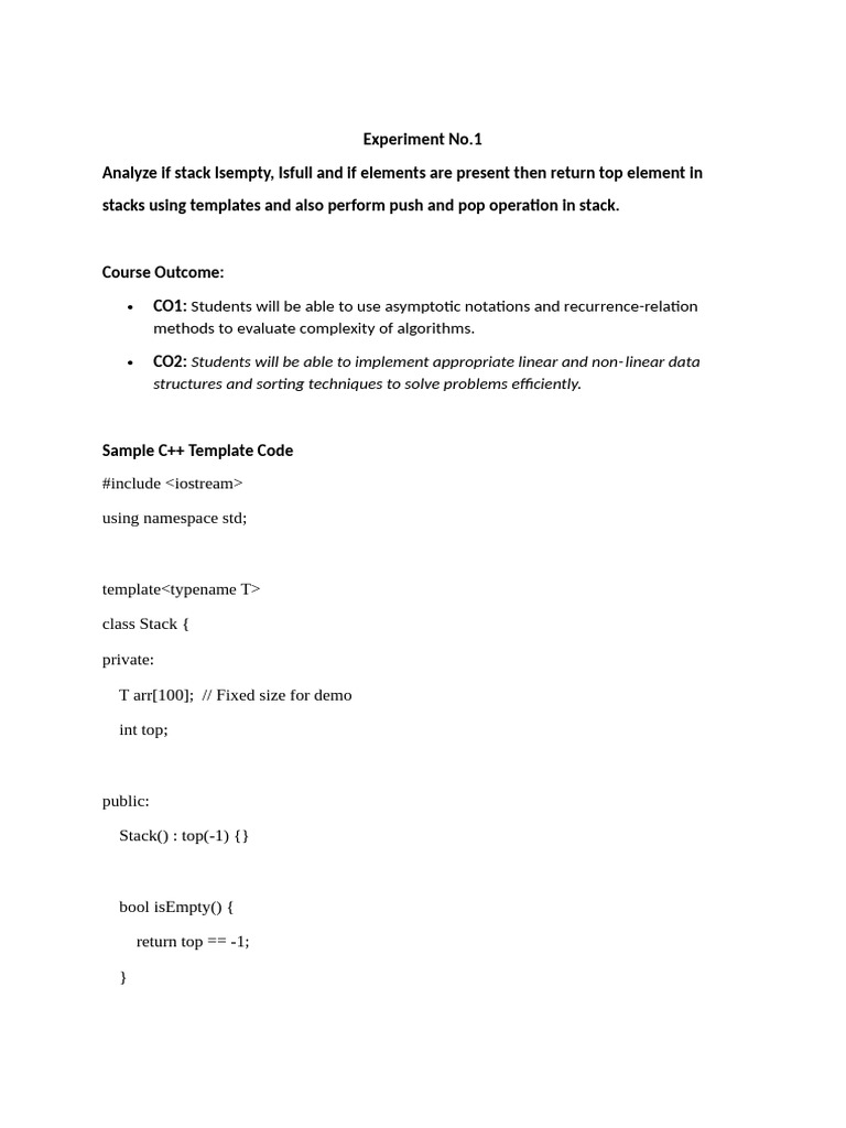 Experiment 1 With Code | PDF | C++ | Computing