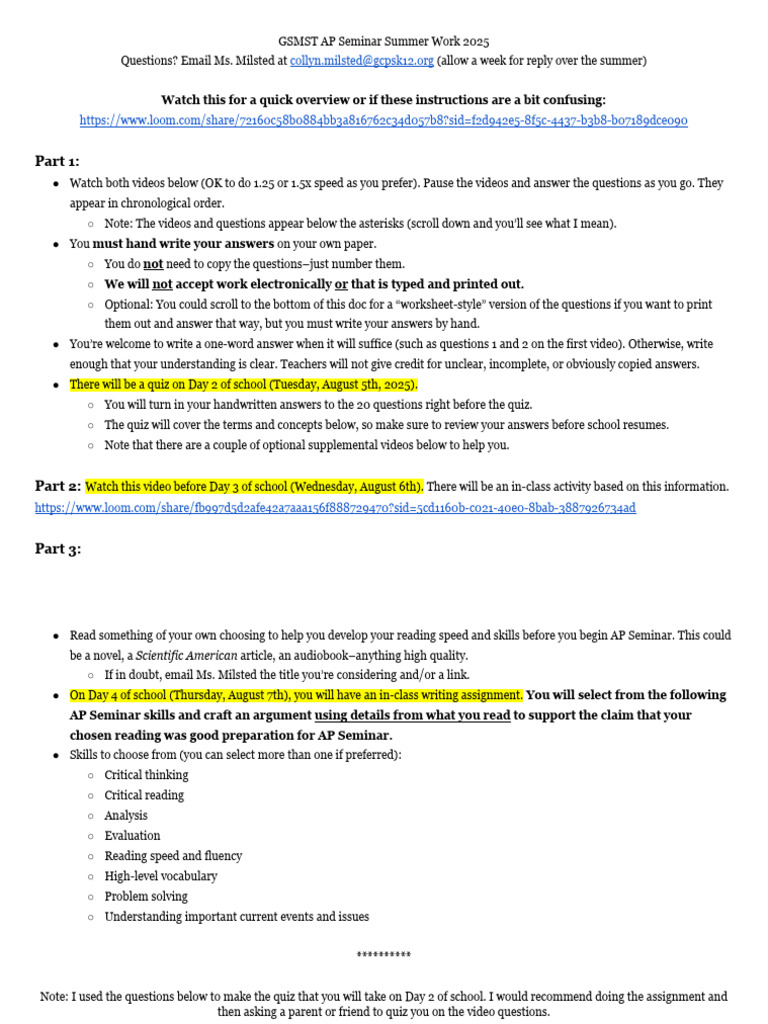 2025 GSMST AP Seminar Summer Work | PDF | Argument | Inductive Reasoning