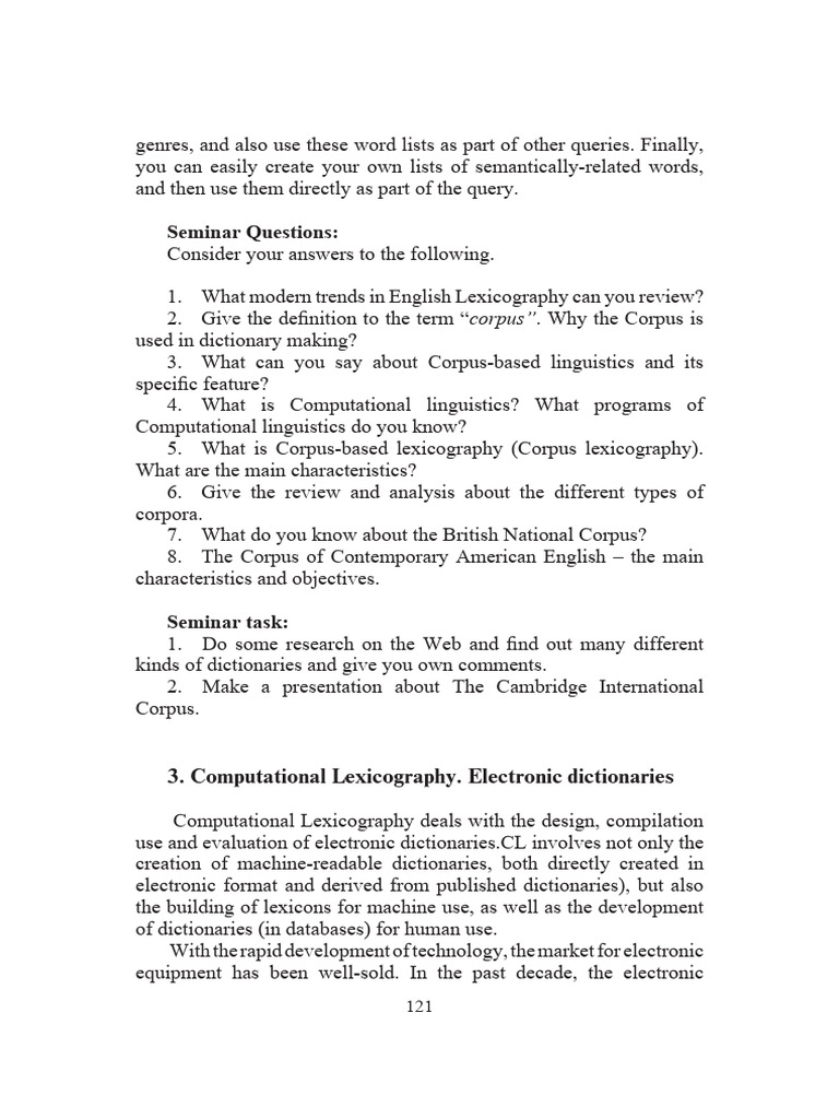 Lesson 11 Computational Lexicography Electronic Dictionaries | PDF ...