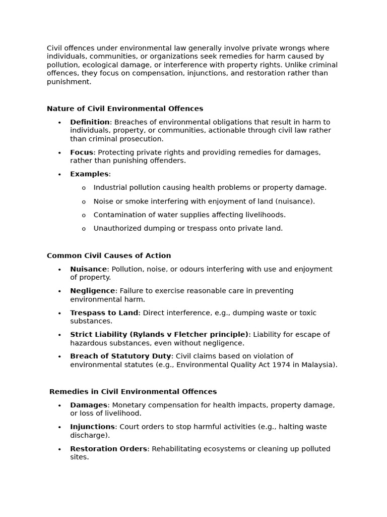 AJM_Civil offences under environmental law | PDF | Legal Remedy ...