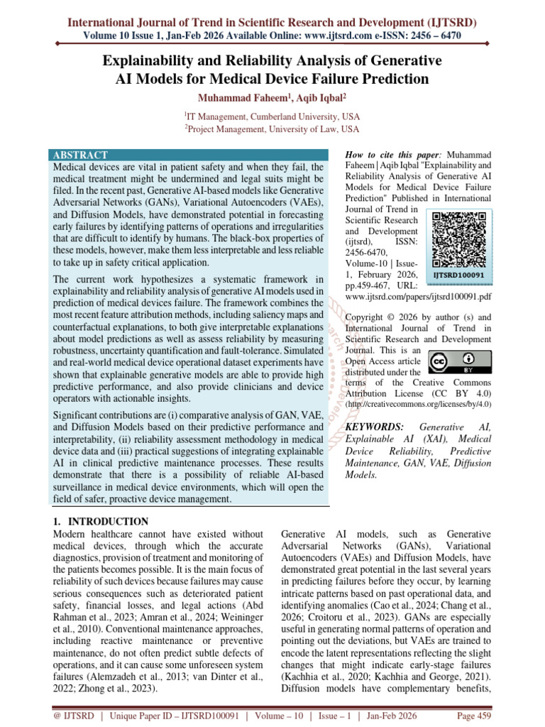 Explainability and Reliability Analysis of Generative AI Models For ...