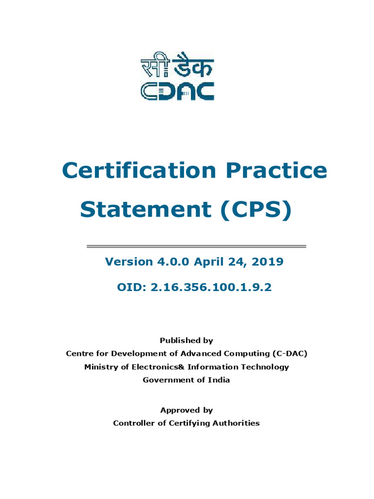 Cdac Previous Cps | PDF | Public Key Certificate | Espionage Techniques
