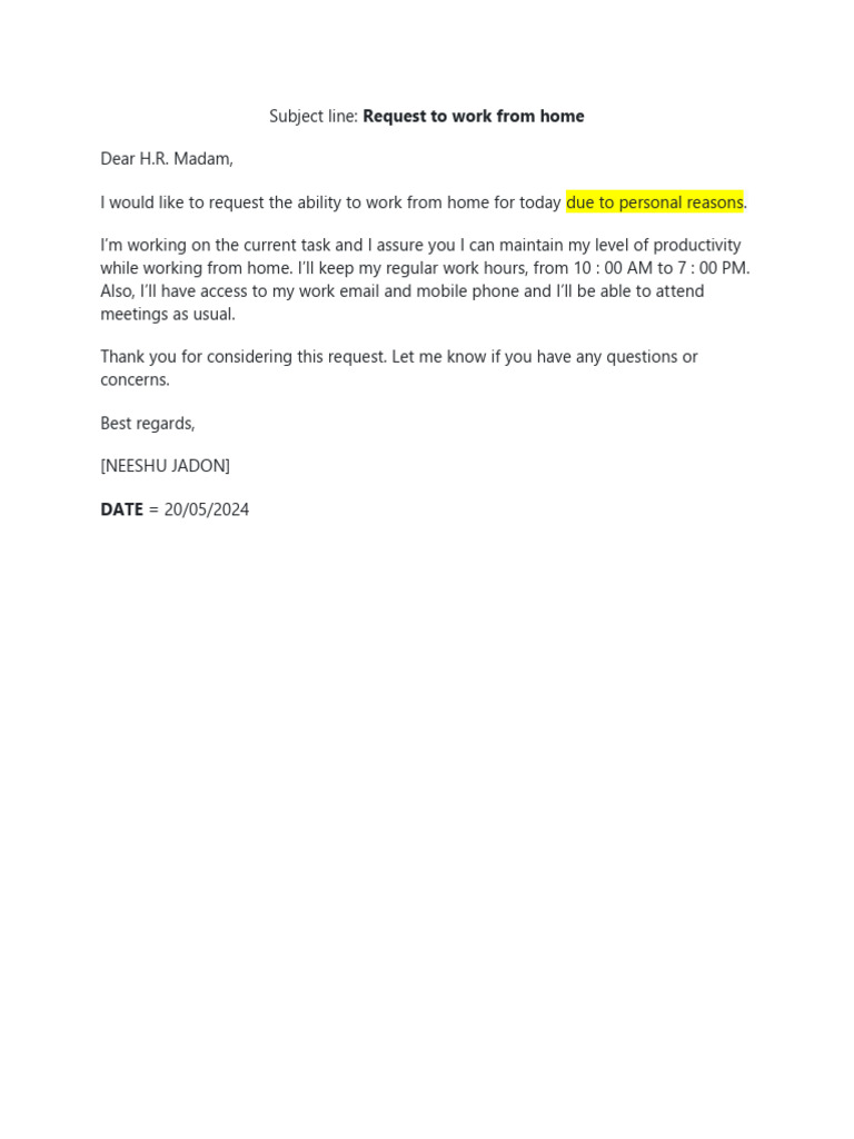 Work From Home Application | PDF