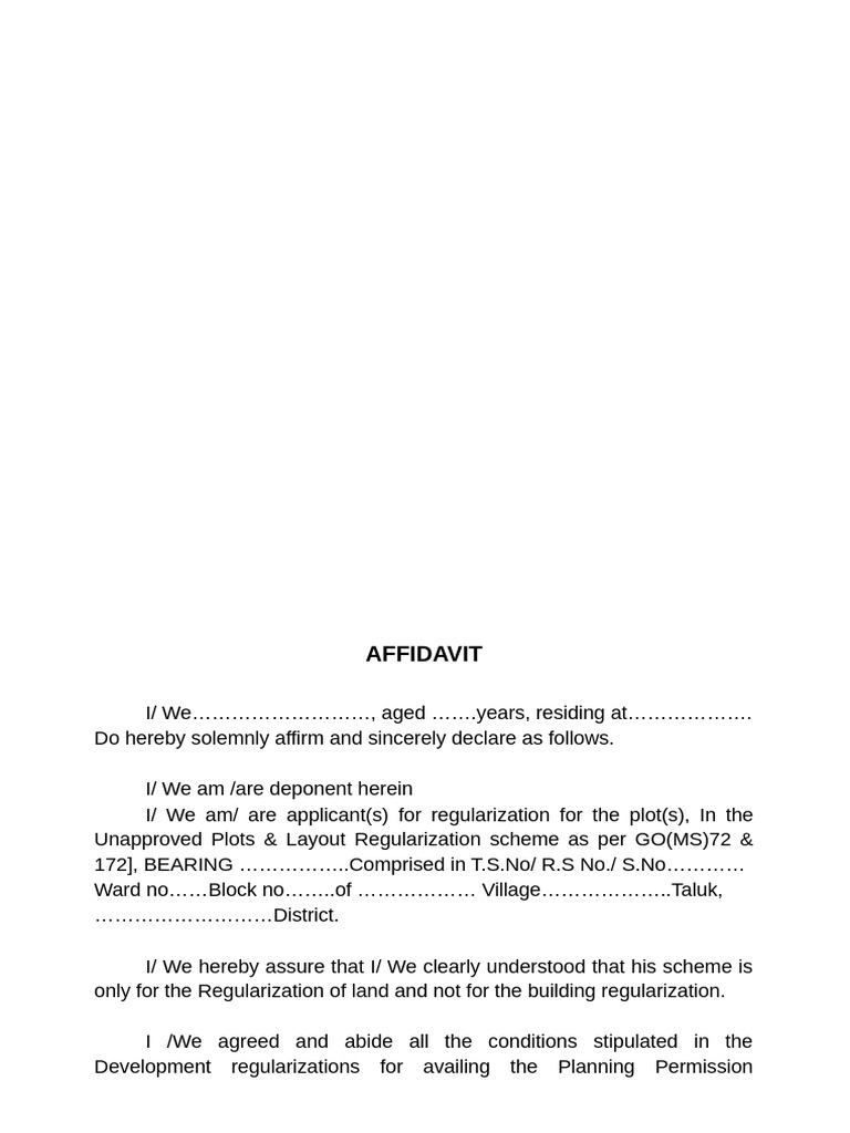 Plot Reg Affidavit | PDF